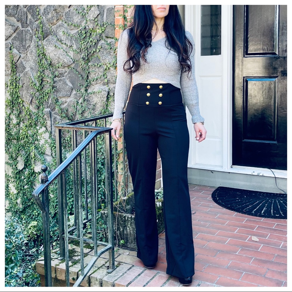 ✨SALE✨Chic black wide leg sailor style pants - Picture 2 of 11